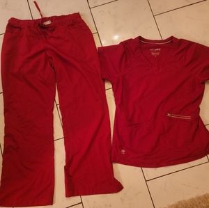 Healing Hands/Gray's Anatomy Medium Red Scrub Set